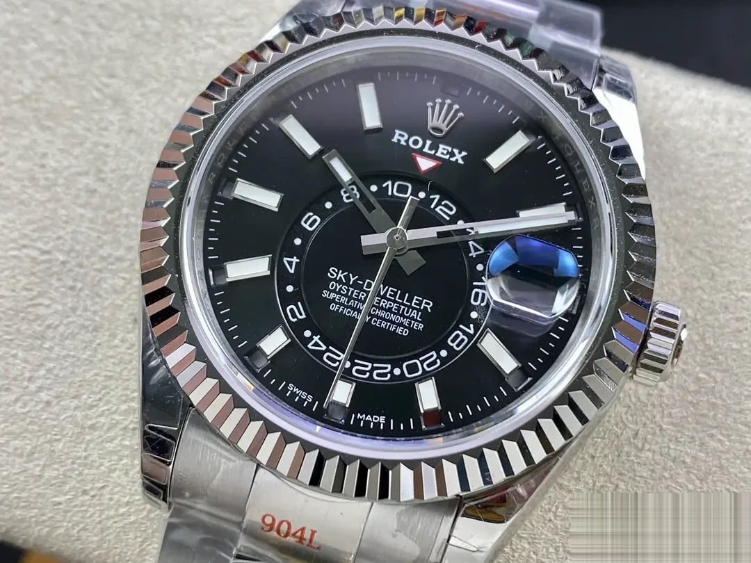 Rolex Sky-Dweller 326934 superclone black dial — angled view