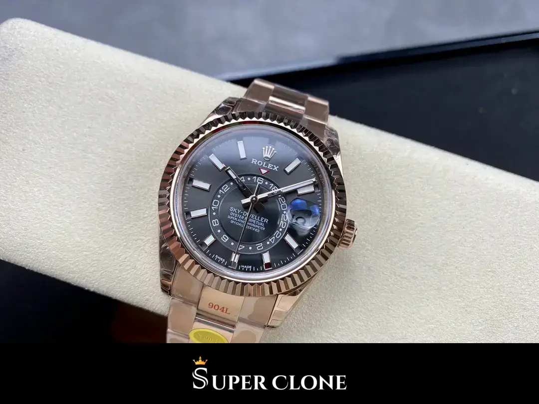Rolex Sky-Dweller 326935 swiss clone 42mm — crown and case detail