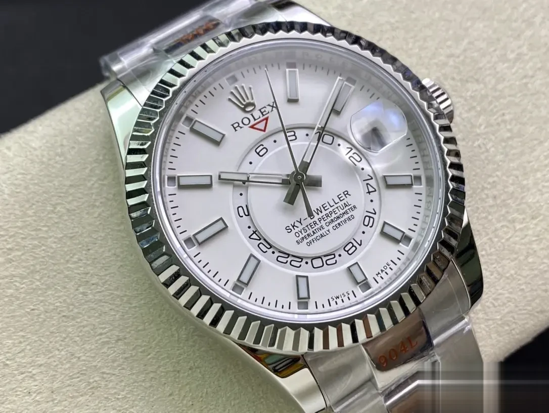 Rolex Sky-Dweller 326938 superclone gold dial — bezel macro