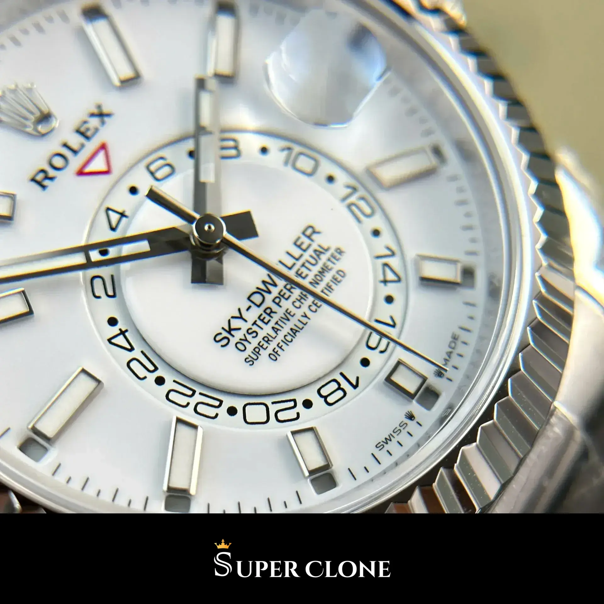 Rolex Sky-Dweller 336239 superclone intense white dial — angled view