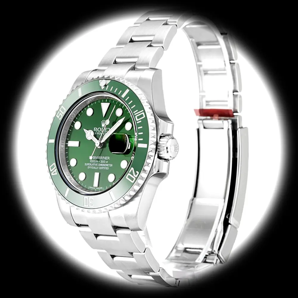 Rolex Submariner 116610LV Hulk Swiss clone 40mm — dial close-up