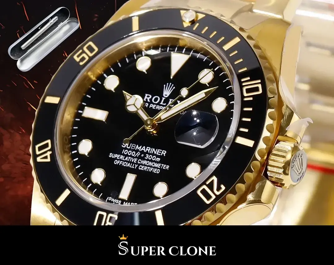 Macro over the dial, printed depth rating and a domed cyclops beside the crown