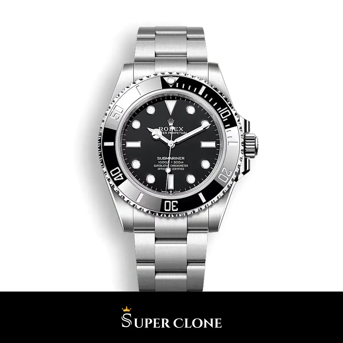 Submariner 124060 super clone black dial, front view