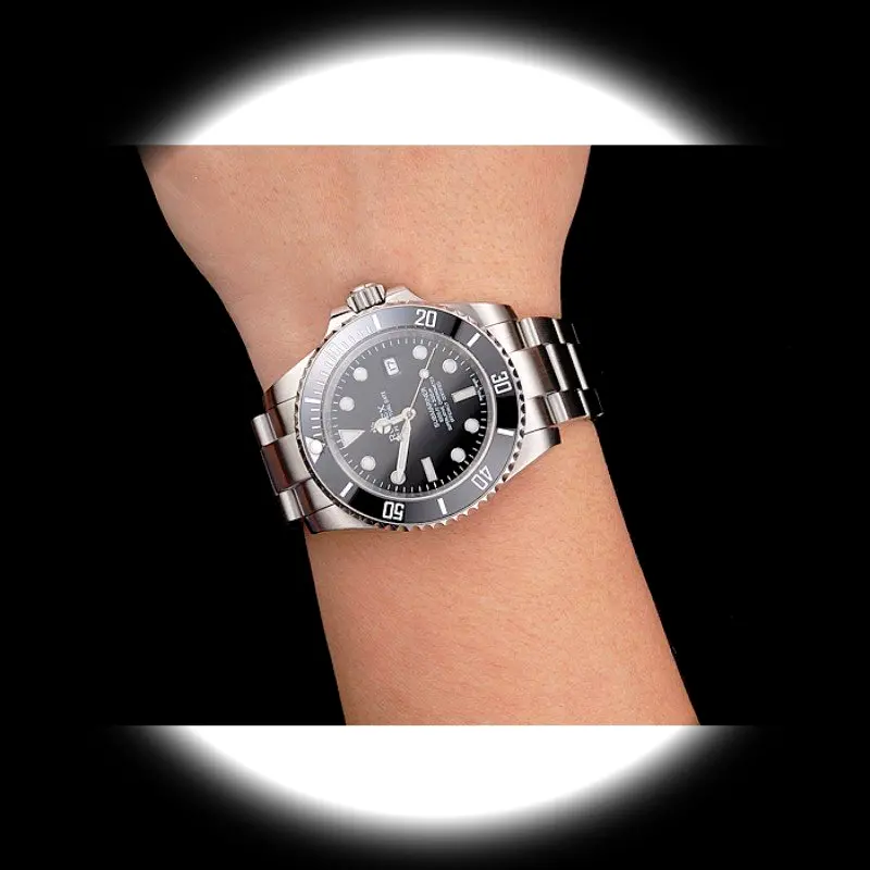 Rolex Submariner PR16233P Swiss clone black dial — angled view