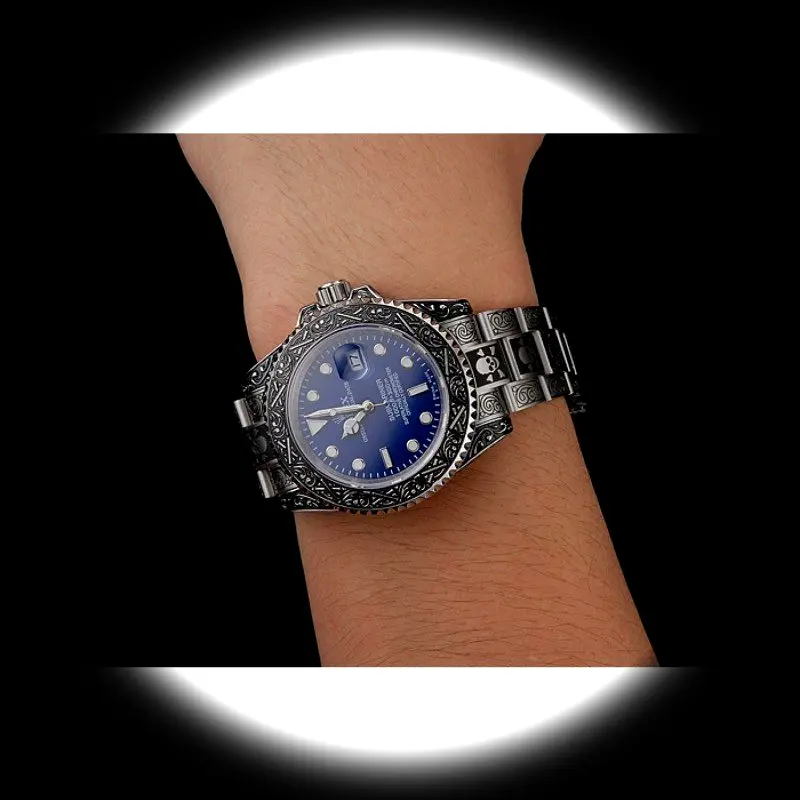 Submariner 1454091 Swiss replica blue dial — angled view