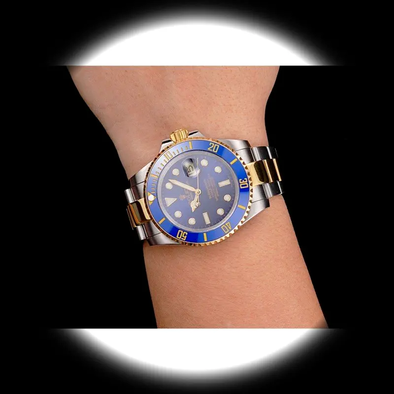 Rolex Submariner PR16233B superclone blue dial — angled view