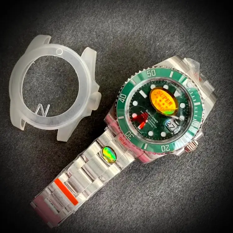 Rolex Submariner 116610LN Swiss replica green dial — angled view