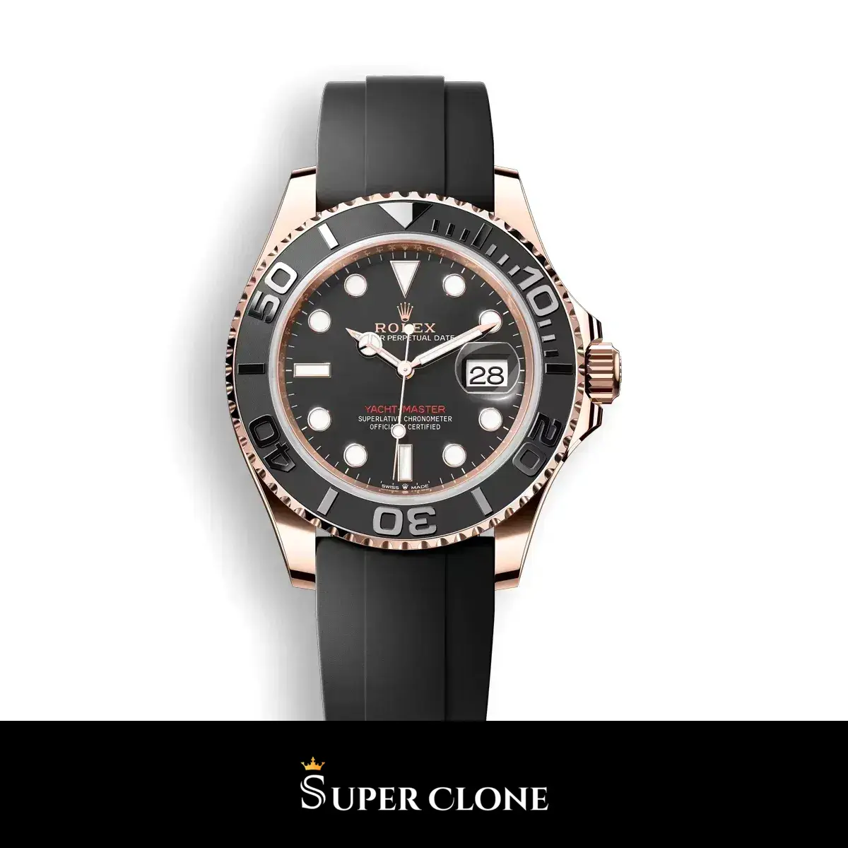 Yacht-Master 126655 super clone black dial, front view