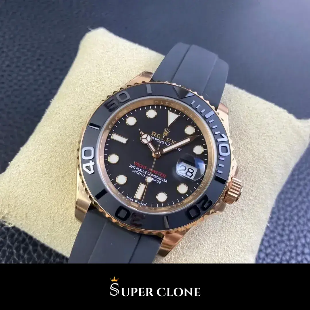Yacht-Master 126655, black dial, everose gold plated case