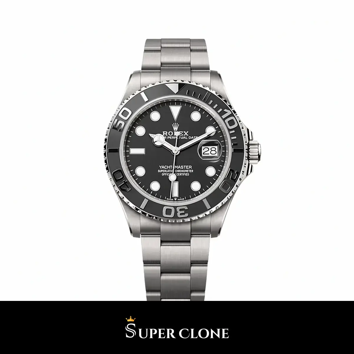 Yacht-Master 226627 super clone black dial, front view
