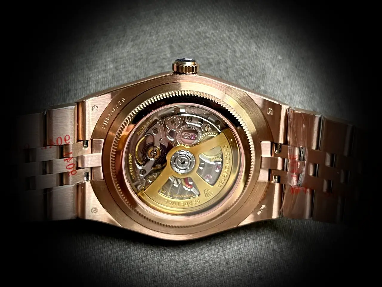 Rolex Land-Dweller 127335 Swiss clone intense white dial — caseback detail