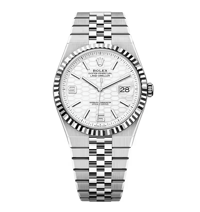 Rolex Land-Dweller 127334 copy intense white dial — front view
