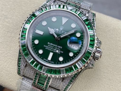 Photo 3 - Iced Out Rolex Submariner Iced Out Ref.116610LV-1 41mm Green Dial