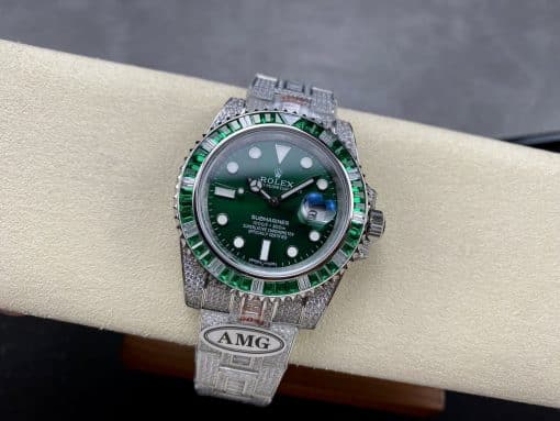 Photo 4 - Iced Out Rolex Submariner Iced Out Ref.116610LV-2 41mm Green Dial