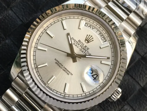 Rolex Day-Date Ref. m228238 Silver Dial Fluted Bezel