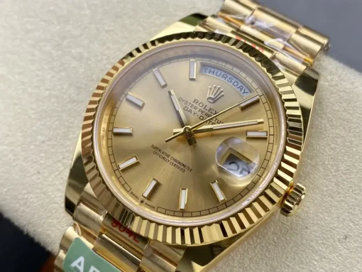 Rolex Day-Date Ref. m228238 Gold Dial Fluted Bezel