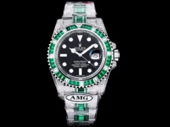 Rolex Submariner Iced Out Ref.116610LN 40mm Black Dial Green Bezel