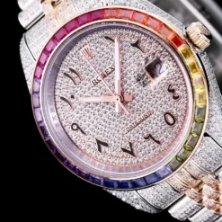 Rolex Datejust Ref.126300 41mm Arabic Dial Full-Diamond Rainbow Bezel