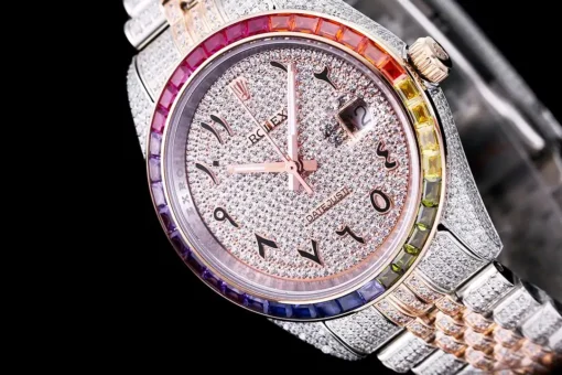 Rolex Datejust Ref.126300 41mm Arabic Dial Full-Diamond Rainbow Bezel