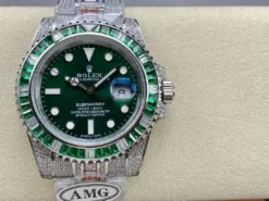 Rolex Submariner Iced Out Ref.116610LV Green Dial 40mm Green Bezel