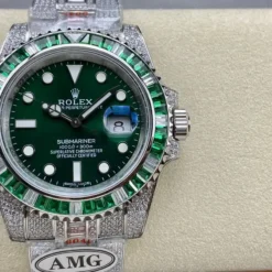Rolex Submariner Iced Out Ref.116610LV Green Dial 40mm Green Bezel