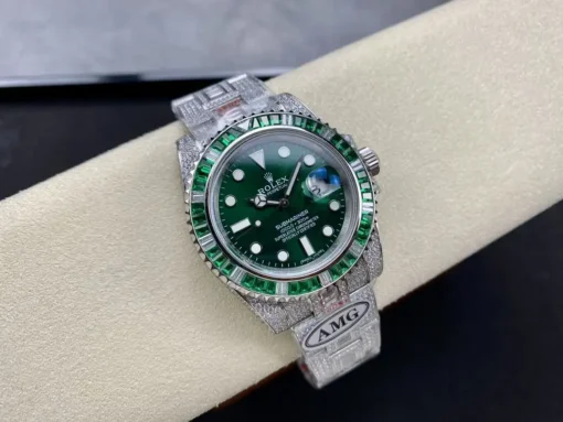 Rolex Submariner Iced Out Ref.116610LV Green Dial 40mm Green Bezel