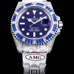 Rolex Submariner Iced Out Ref.116619LB Blue Clear Diamonds Bezel