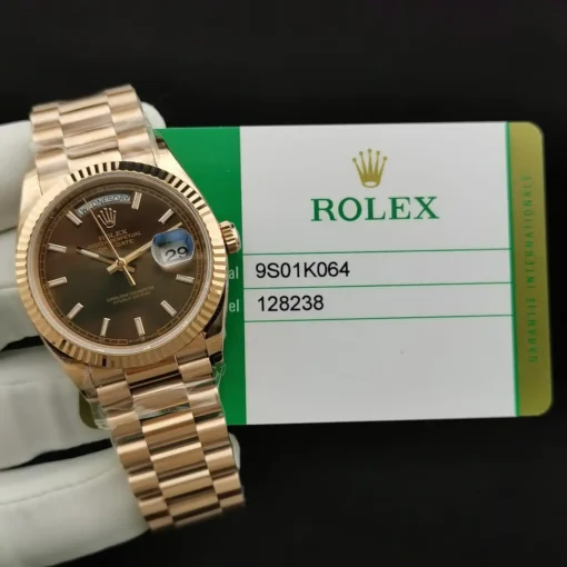 Rolex Day-Date Ref. 128238 36mm Chocolate Dial Rose Gold