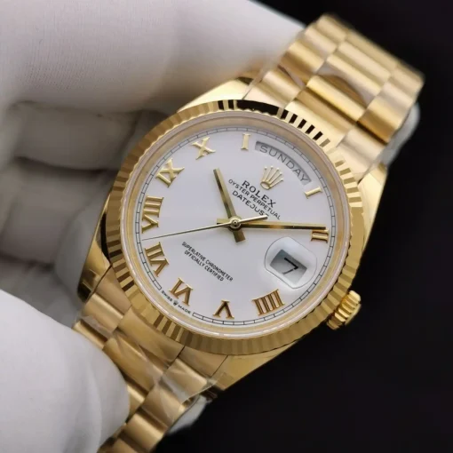 Rolex Day-Date Ref. 128238 36mm White Roman Dial Yellow Gold