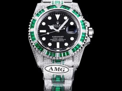 Rolex Submariner Iced Out Ref.116610LN 40mm Black Dial Green Bezel