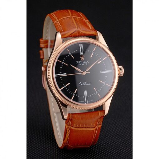 Fake Rolex Cellini 38mm Black Dial REP016794
