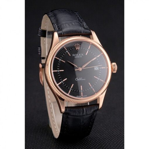 Fake Rolex Cellini 38mm Black Dial REP016799
