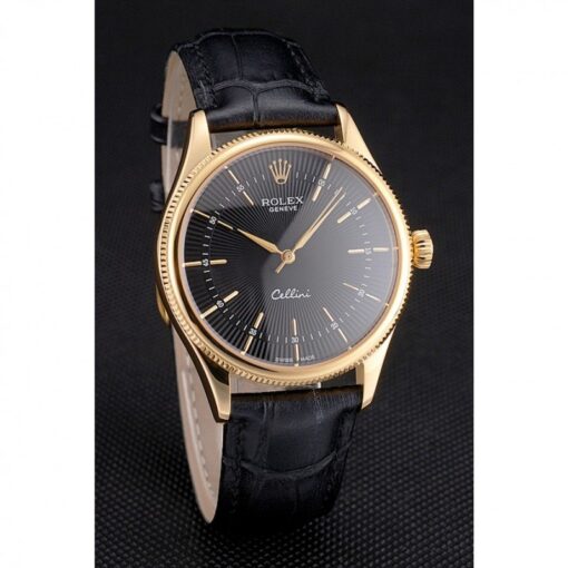 Fake Rolex Cellini 38mm Black Dial REP016803