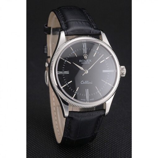 Fake Rolex Cellini 38mm Black Dial REP016804