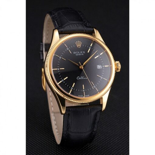 Fake Rolex Cellini 38mm Black Dial REP016807