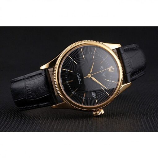 Super Clone Rolex Cellini 38mm Black Dial REP016807