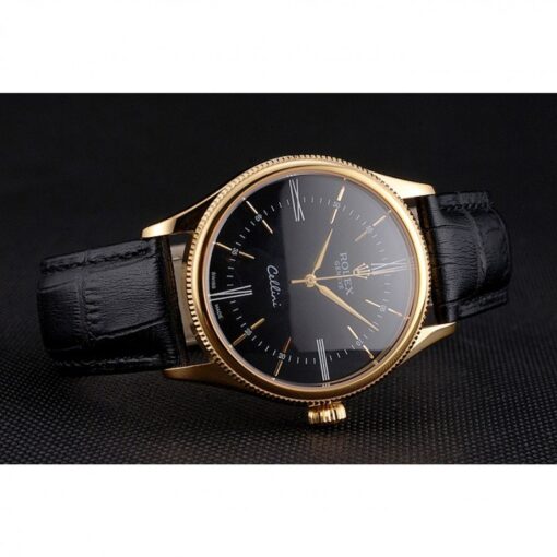 Super Clone Rolex Cellini 38mm Black Dial REP016814
