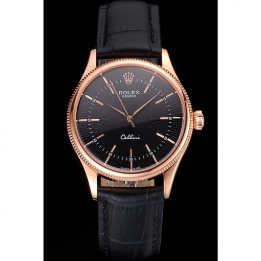 Rolex Super Clone Cellini 38mm Black Dial REP016815