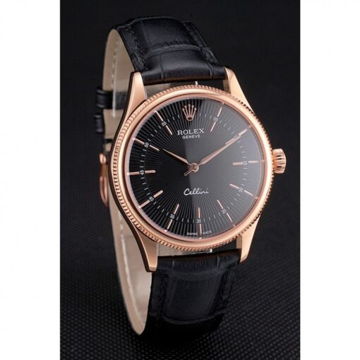 Fake Rolex Cellini 38mm Black Dial REP016815