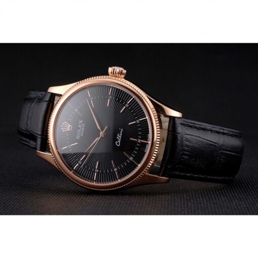 Super Clone Rolex Cellini 38mm Black Dial REP016815