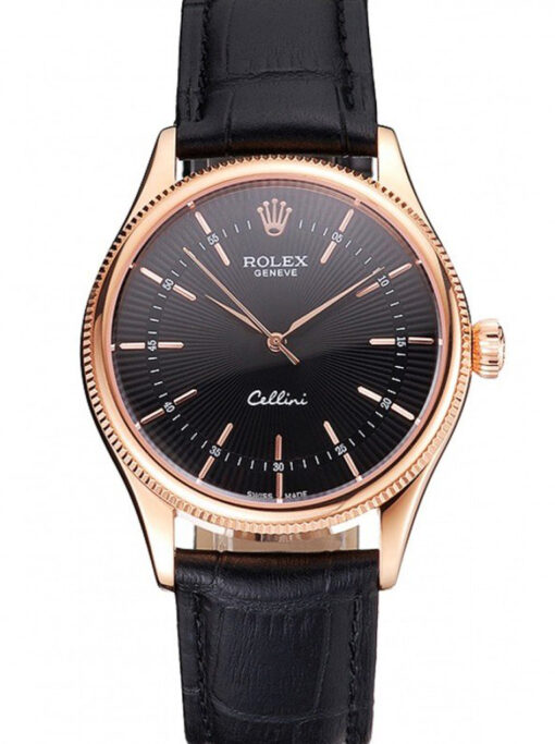 Replica Rolex Cellini 38mm Black Dial REP016815