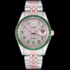 Rolex Super Clone Datejust 126300 41mm Arabic Dial Full-Diamond Green Bezel