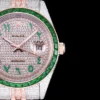Fake Rolex Datejust 126300 41mm Arabic Dial Full-Diamond Green Bezel