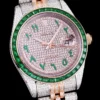 Rolex Replica Datejust 126300 41mm Arabic Dial Full-Diamond Green Bezel