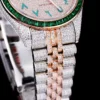 Best Fake Rolex Datejust 126300 41mm Arabic Dial Full-Diamond Green Bezel