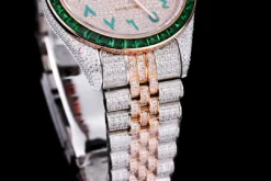 Best Fake Rolex Datejust 126300 41mm Arabic Dial Full-Diamond Green Bezel
