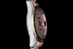 Best Rolex Replica Datejust 126300 41mm Arabic Dial Full-Diamond Green Bezel
