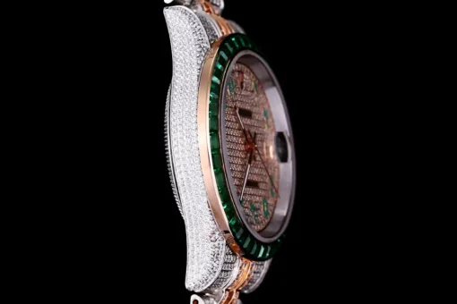 Best Rolex Replica Datejust 126300 41mm Arabic Dial Full-Diamond Green Bezel
