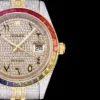 Fake Rolex Datejust 126300 41mm Arabic Dial Full-Diamond Rainbow