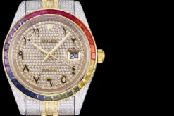 Fake Rolex Datejust 126300 41mm Arabic Dial Full-Diamond Rainbow